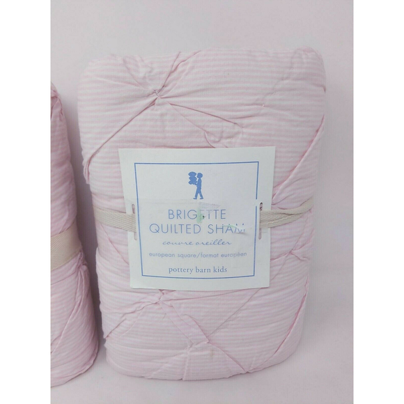Pottery Barn Kids Brigette Ruffle Quilted Shams Pair‎ 2 European Square 26" NEW - Picture 4 of 12